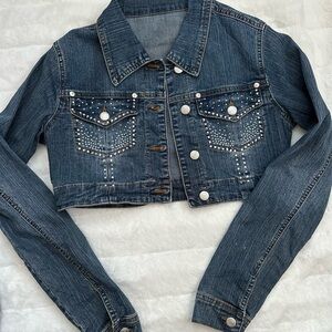 Y2K Cropped Studded Denim Jacket